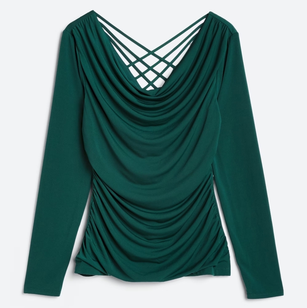Lydia Lattice Back Detail Green Knit Top